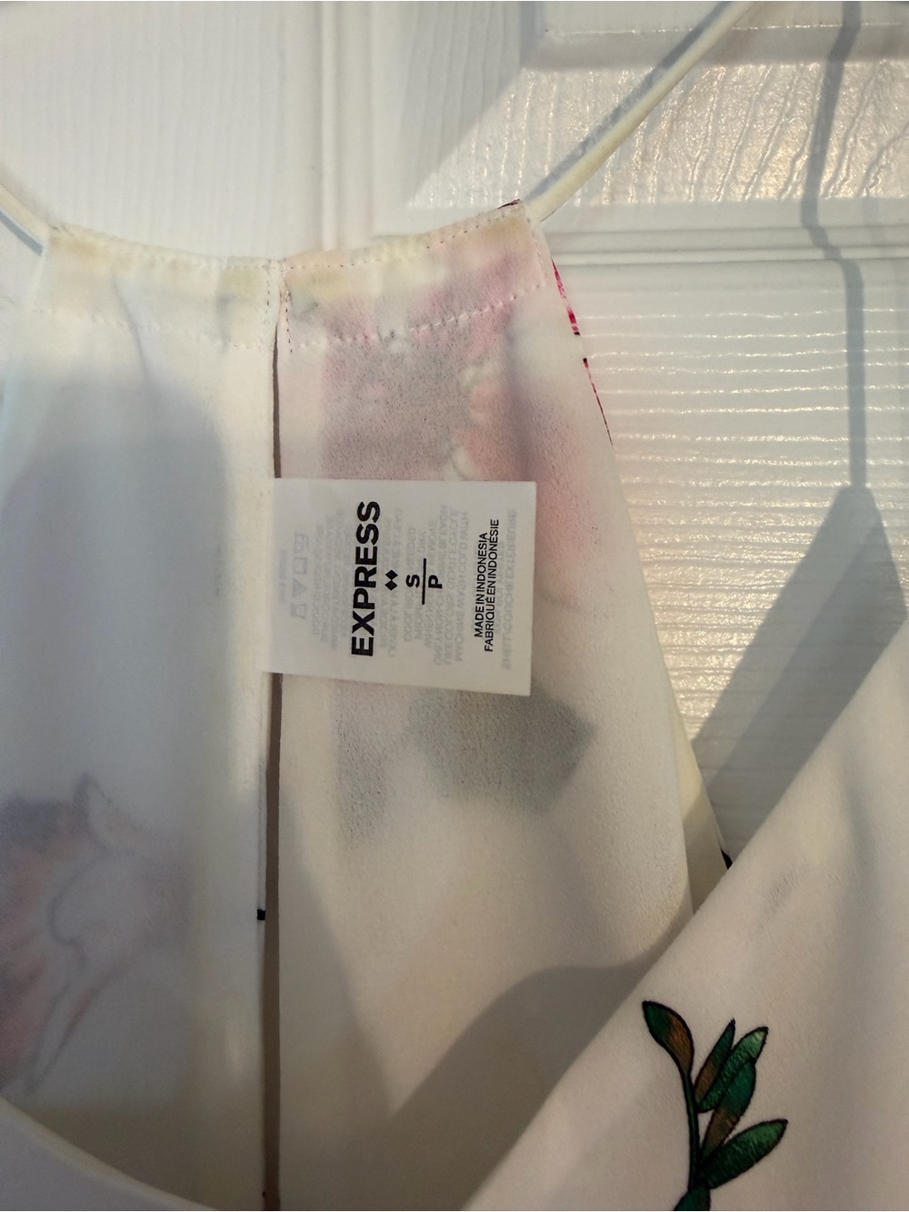 Express White Halter Tank with Pink Floral Accents reversible! - Picture 2 of 2